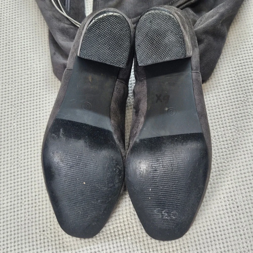 Catherine Catherine Malandrino Grey Faux Suede‎ Over The Knee Block Heel Boots 8